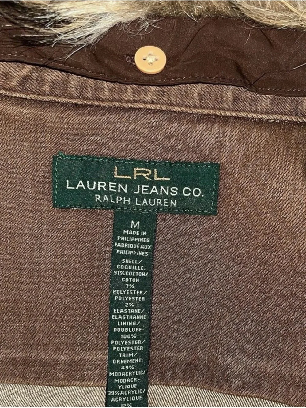 Lauren Ralph Lauren brown denim jacket giving Penny Lane rich horse girl - Picture 3 of 5